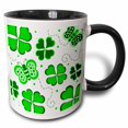 thumbnail image 1 of 3drose, Green and White Butterfly and Shamrock Design, 11oz Two-tone Black Mug, 1 of 6