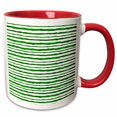 thumbnail image 1 of 3drose, Green and White Irregular Stripes Pattern, 15oz Two-tone Red Mug, 1 of 6