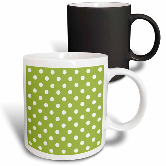 3drose, Green and White Polka Dot Print, 11oz Magic Transforming Mug