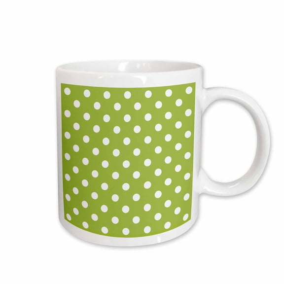 3drose, Green and White Polka Dot Print, 11oz Mug