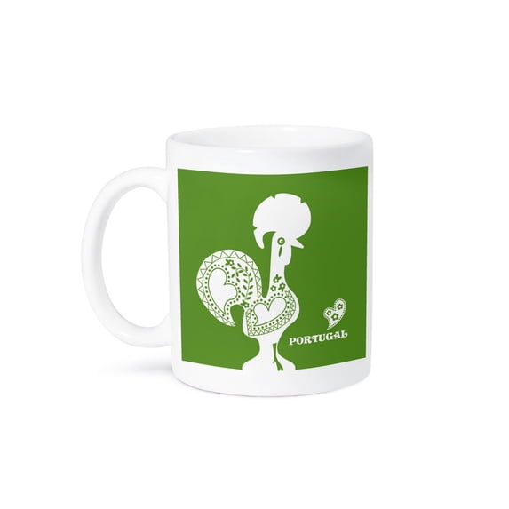 3dRose, Green and white Portuguese Rooster, 11oz Mug