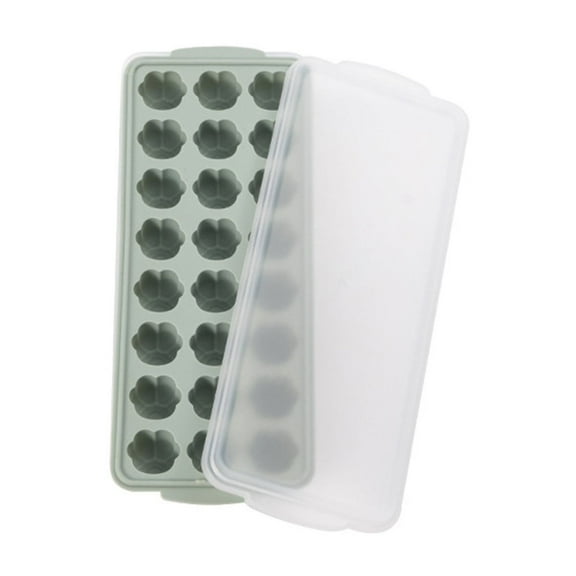 Green Animal Shaped Ice Cube Maker Silicone Material With Lid Space Saving For Kitchen Use