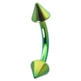 thumbnail image 1 of Green Anodized 14G Eyebrow Ring w/ Spike Ends, 1 of 6