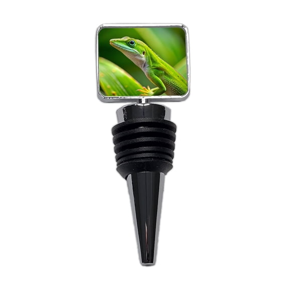Green Anole Lizard Reptile Wine Bottle Stopper Cap Plug