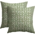 thumbnail image 1 of Green Antique Pillow Covers 20x20 Inch Vintage Floral Block Print Decorative Throw Pillows Set of 2 Retro Turkish Pillowcases for Couch Indoor Outdoor Home Decor, 1 of 6