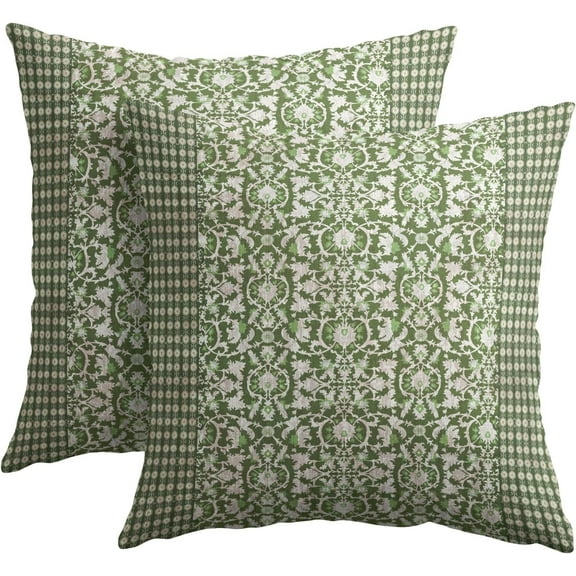 Green Antique Pillow Covers 20x20 Inch Vintage Floral Block Print Decorative Throw Pillows Set of 2 Retro Turkish Pillowcases for Couch Indoor Outdoor Home Decor