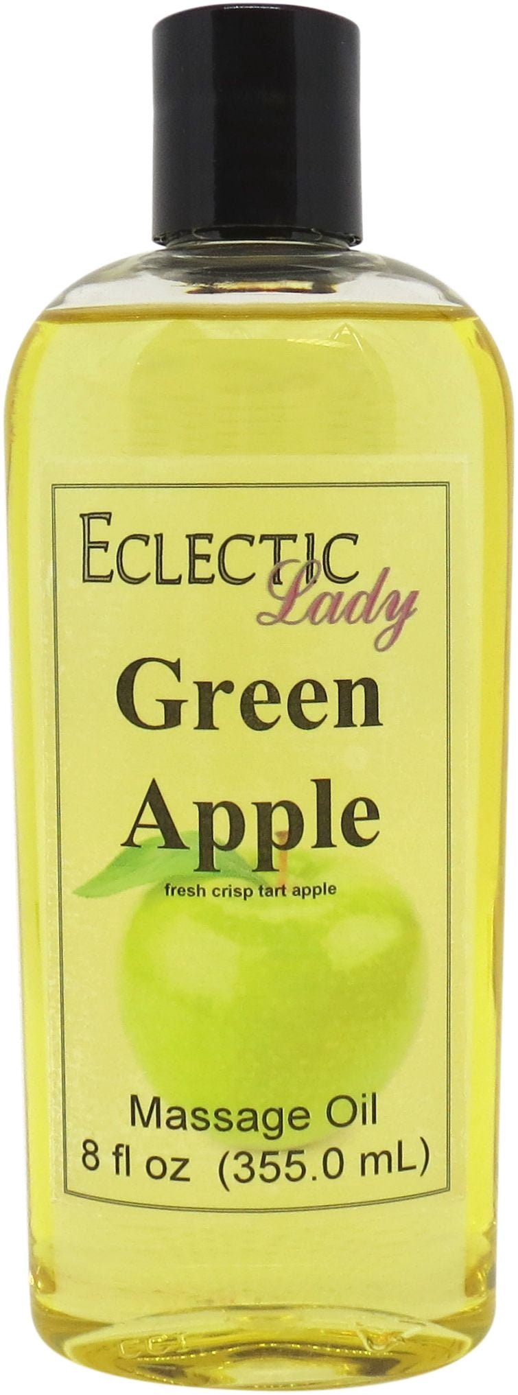 Green Apple Massage Oil by Eclectic Lady, 8 oz, Sweet Almond Oil and Jojoba Oil