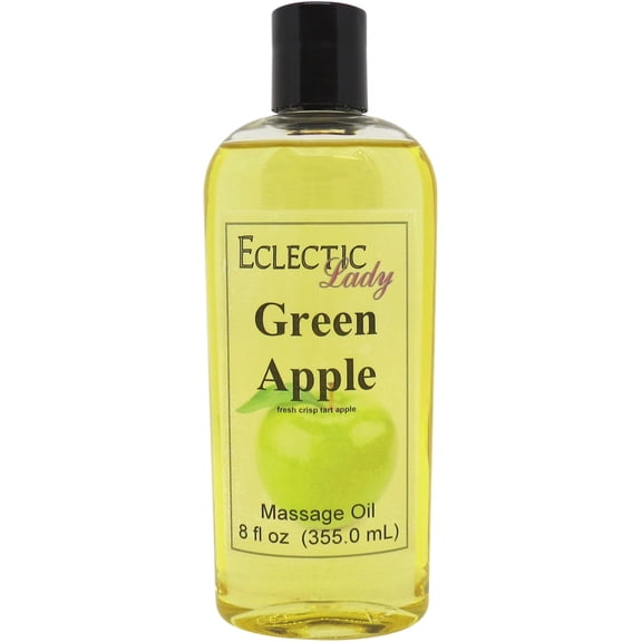 Green Apple Massage Oil by Eclectic Lady, 8 oz, Sweet Almond Oil and Jojoba Oil
