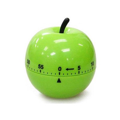 Green Apple Shaped Mechanical Kitchen Timer, Battery-Free 60 Min Wind-Up Countdown Timer