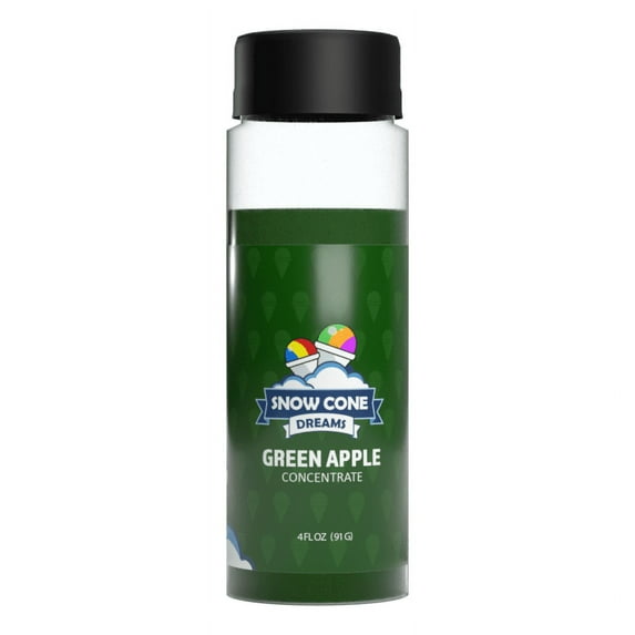 Green Apple Snow Cone and Shaved Ice Flavor Concentrate | 4oz | Add Sugar and Water To Make 1 Gallon of Syrup | Snow Cone Dreams