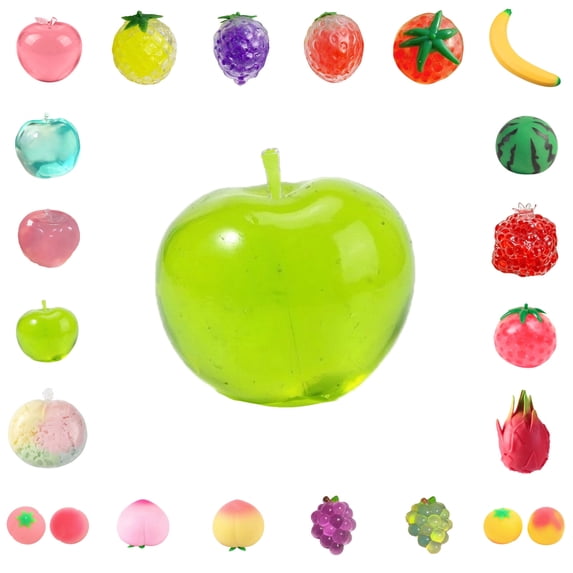 Green Apple Squishy Stress Relief Toy Slow Rising Soft Squeeze Ball Fruit Sensory Fidget Toy for Anxiety ADHD Autism Kids Adults Portable Hand Therapy Stress Ball