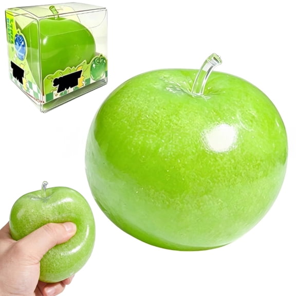 Green Apple Squishy Stress Toy, Squishy Apple Squeeze Fidget Toy, Slow Rebound Fruit Icy Sorbet Decompression Toy with Gift Box for Anxiety Relief