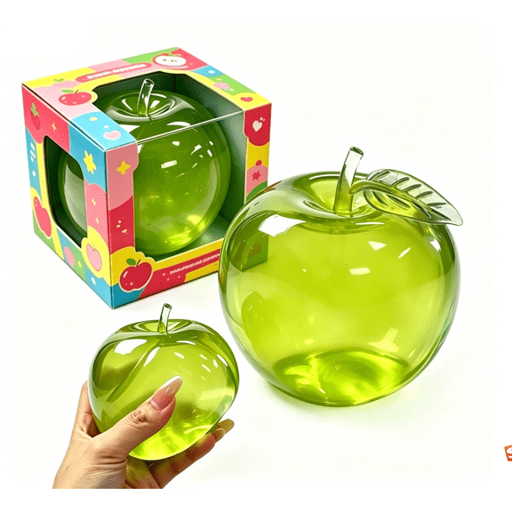 Green Apple Stress Relief Squishy, Soft Slow Rise Sensory Fidget for Adults, Handmade Decompression Gadget for Office Desk Anxiety Calming Gift
