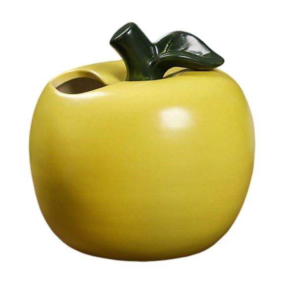 Green Apple Vase for Flowers, Decorative Ceramic Fruit Vase, Fruit Flower Pot, Fruit Shaped Planter Pot for Table Centerpiece, Home, Coffee Table, Office, Garden, Balcony, Kitchen, Spring Decor,