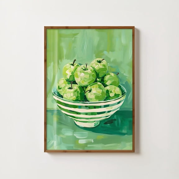 Green Apples Print Apple Watercolour Print Fruit Food Prints For Kitchen Fruit Bowl Wall Art Green Kitchen Prints Apples Home Decor #952, Unframed Poster Size 8x12