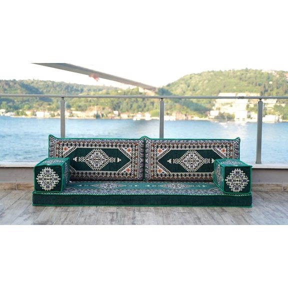 Green Arabic Sofa, Floor Cushion Seating for Adults, Foldable Sofa Bed, Turkish Sofa Set, Floor Seating Sofa, Modular Sofa, Arabic Majlis, Sofa Sectional