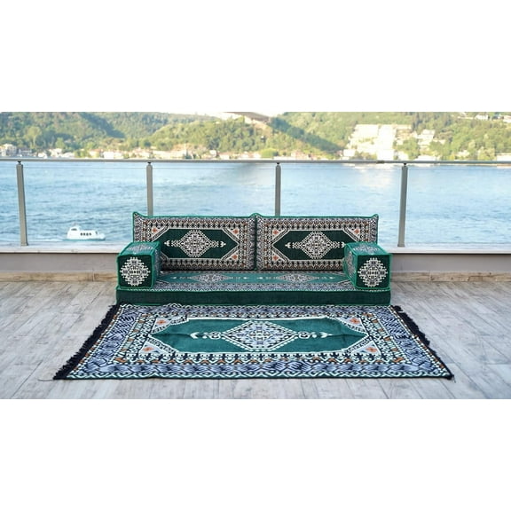 Green Arabic Sofa, Floor Cushion Seating for Adults, Foldable Sofa Bed, Turkish Sofa Set, Floor Seating Sofa, Modular Sofa, Arabic Majlis, Sofa Sectional