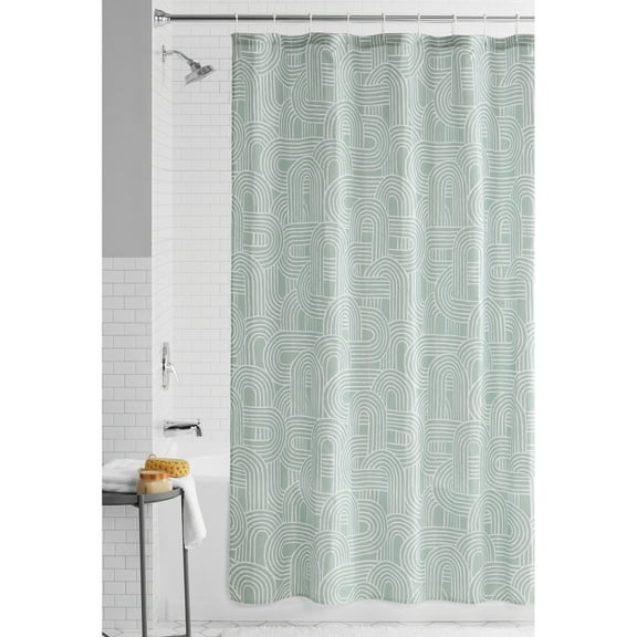 Green Arches Shower Curtain + Medium Weight Liner Clear