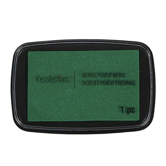 Green Archival Pigment Ink Pad by Recollections - Use On Paper - Chipboard - Wood - and More. Ideal for Scrapbooking - Card Making - Arts & Crafts - 1 Pack