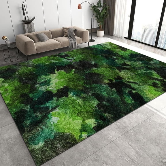 Green Area Rug Abstract Watercolor Washable Rugs Non-Slip Ultra Soft Rug Print Carpet for Office Bedroom Living Room Area Rug Home Decor 2x3ft