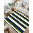 thumbnail image 1 of Green and Area Rug for Bedroom 3x5 Ft Navy Blue Stripe Abstract Geometric Stripes Super Soft fuzzy Throw Rug Non-Slip Fluffy Plush Indoor Floor Carpet for Living Room Nursery Home Decor, 1 of 8