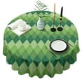 thumbnail image 1 of Green Argyle Pattern Round Tablecloth 60"x60",Wrinkle Wipeable Table Cloth for Kitchen Dining Room Picnic Patio Party, 1 of 6