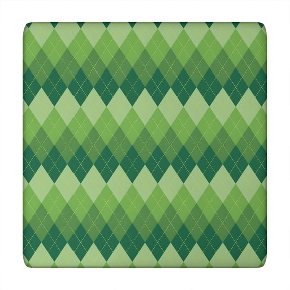 Green Argyle Pattern Square Fitted Tablecloth with Elastic Edge,Square Table Cover,Washable Elastic Table Cover for Home Kitchen Party Decor 34"x34"