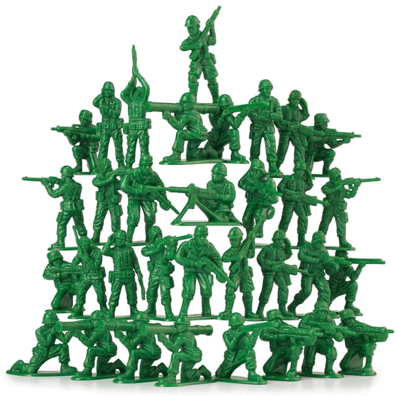 Green Army Men Toy Soldiers (36 Pack) - Classic Military Action Figures for Kids - Plastic Army Toys Set for Battle Play, Party Favors, Cake Toppers & Goodie Bags
