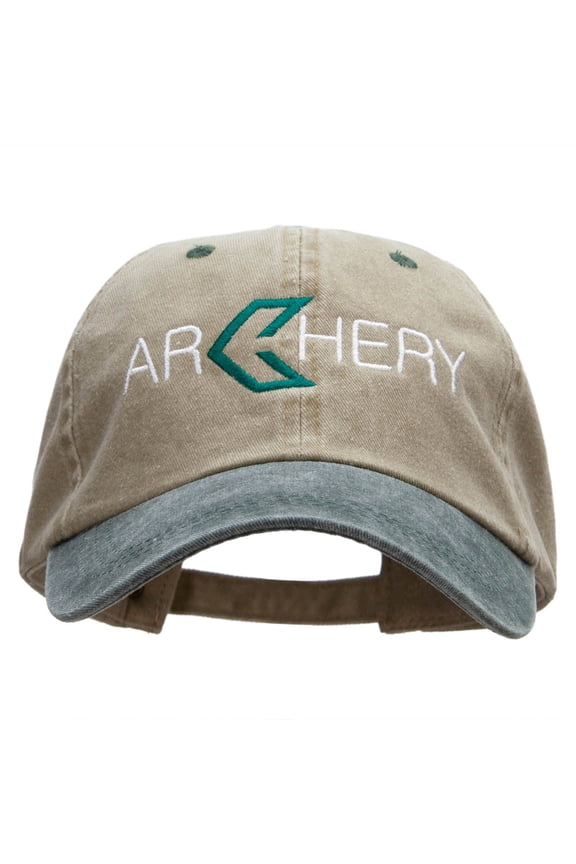 Green Arrow Archery Embroidered Pigment Dyed Wash Caps - Khaki Green OSFM