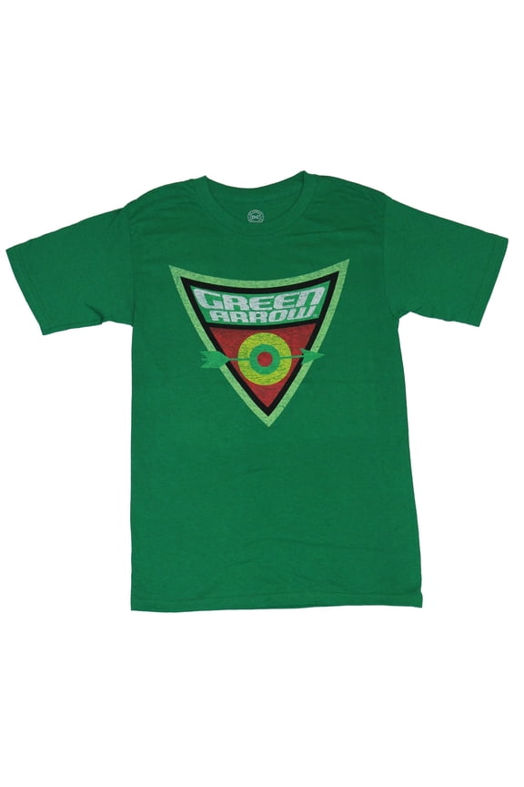 Green Arrow (DC Comics) Mens T-Shirt - Distressed Triangle Target Logo Image (Medium)