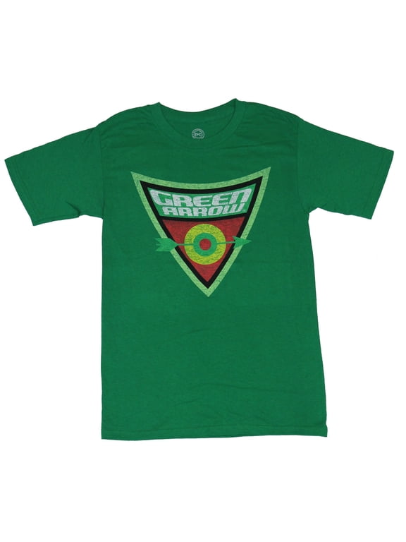 Green Arrow (DC Comics) Mens T-Shirt - Distressed Triangle Target Logo Image (Small)