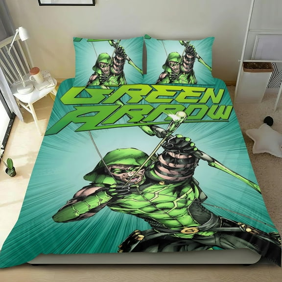Green Arrow-themed Bed Sheet Set Three Piece Set Comfortable And Skin Friendly Unique Design Home Decor Gifts For Family Friends fans54''x79''135cm*200cm