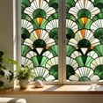 thumbnail image 1 of Green Art Deco Stained Glass Window Film, Static Cling Non‑Adhesive Privacy Film, UV Blocking Removable Decorative Window Sticker for Home Kitchen Bathroom, 17.7 x 39.4 in, 1 of 4