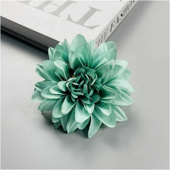 Green Artificial Dahlia Flowers, 10Pcs Silk Dahlia Fake Flowers, 3.5 Inch Faux Dahlia Heads for Table Centerpiece Floral Arrangements Wedding Party Home Decoration