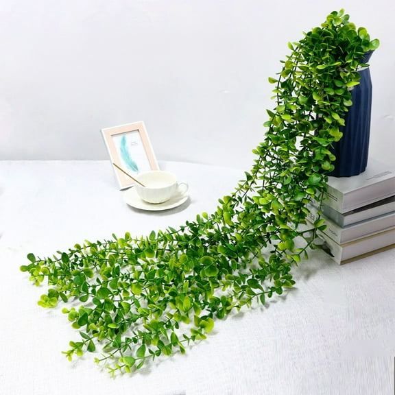 Green Artificial Hanging Rattan Vines | 47in Long | Faux Plastic Ceiling & Wall Decor | 5 Stem Set | Realistic Indoor Outdoor Simulation Vine | Versatile Easy Clean | Long Lasting Bright Green