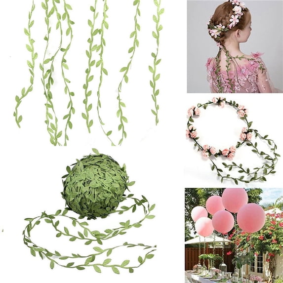 Green Artificial Hanging Vine 200m – Polyester Garland for Wedding Wall Wreath DIY Craft Decor