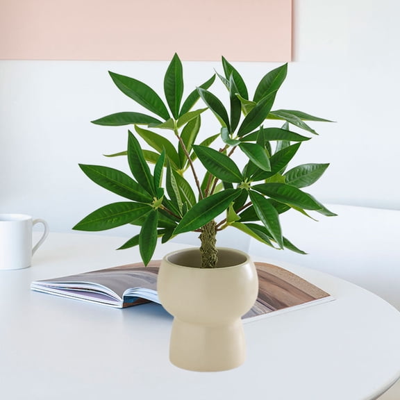 Green Artificial Money Tree Potted, Small Faux Bonsai for Home Indoor Decor