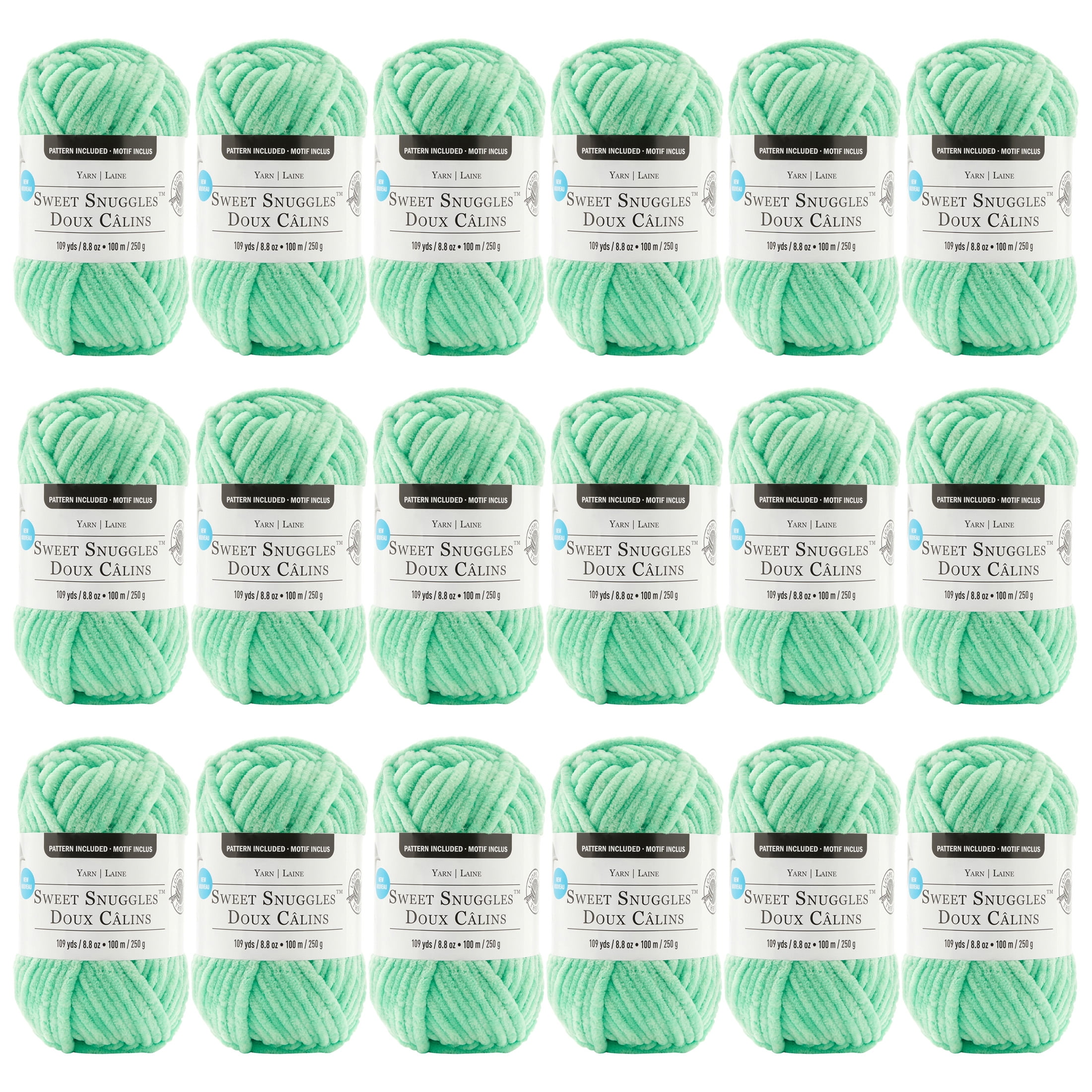 Loops & Threads Green Ash Sweet Snuggles Yarn - Jumbo Weight Yarn for Knitting, Crochet, Weaving, Arts & Crafts, 18 Pack