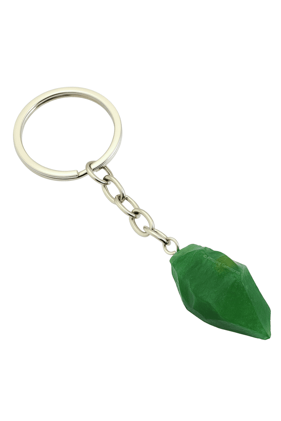 Green Aventurine Crystal Car Key Holder, Raw Crystal Keychain
