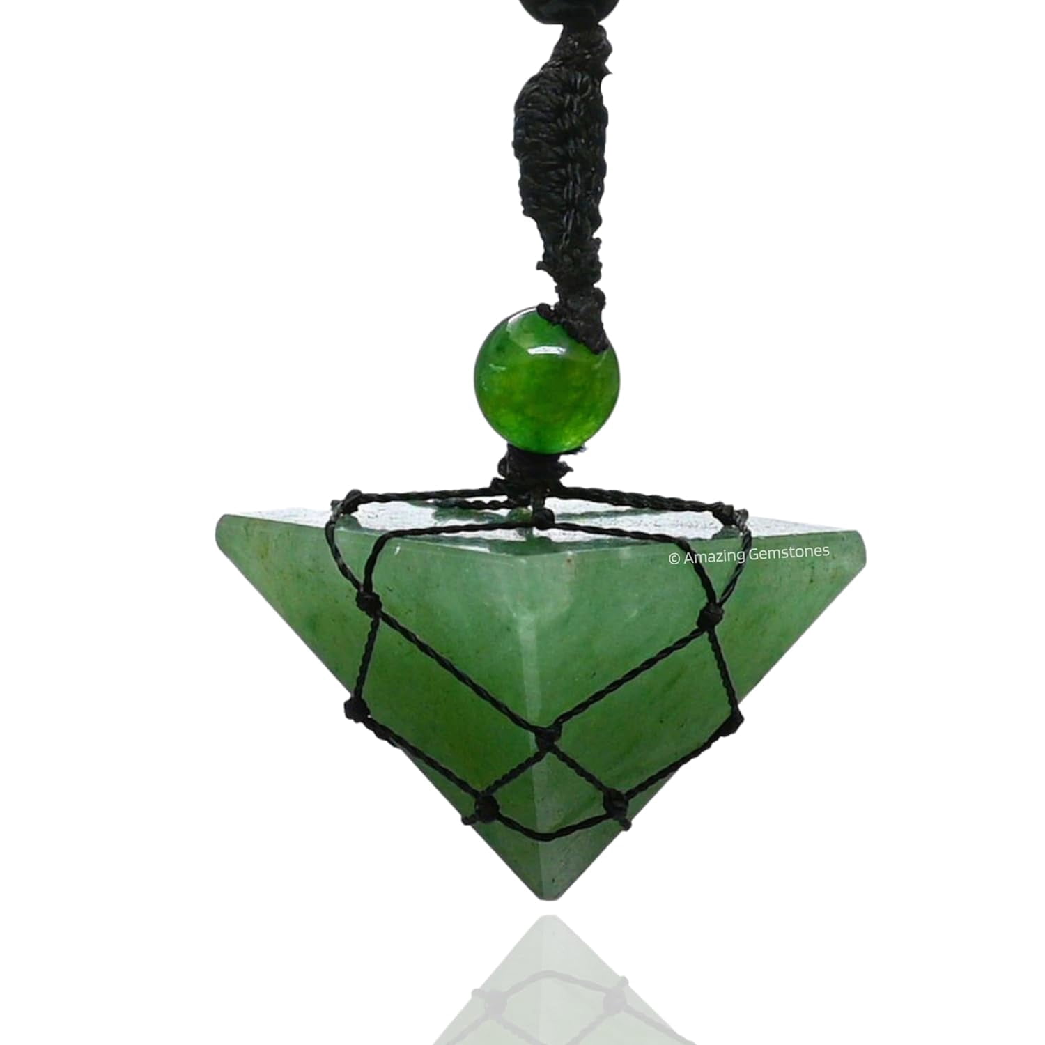 Macrame Pyramid Green Aventurine Crystal Pyramid Macrame Necklace, Unique Women Men ...