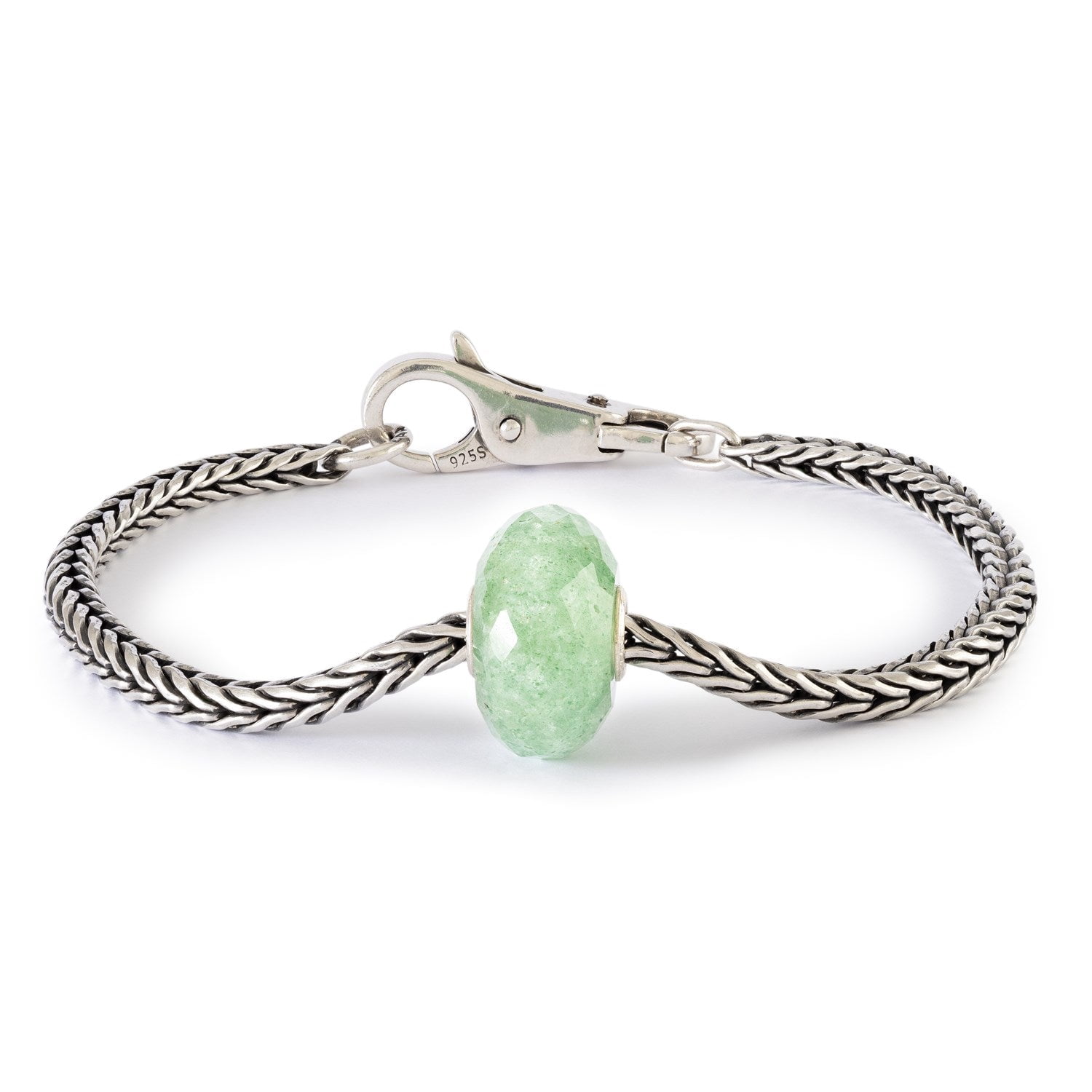 Trollbeads Green Aventurine Womens Charm Bracelet, Silver, Size 7.5"