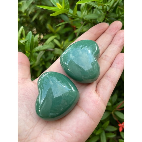 Green Aventurine Gemstone Hearts, Polished Green Aventurine Puffy Hearts, Green Aventurine Palm Stone, Green Aventurine Heart (10 Hearts）