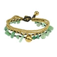 thumbnail image 1 of Green Aventurine Multi Strand Brass Beaded Handmade Jingle Bell Bracelet, 1 of 5