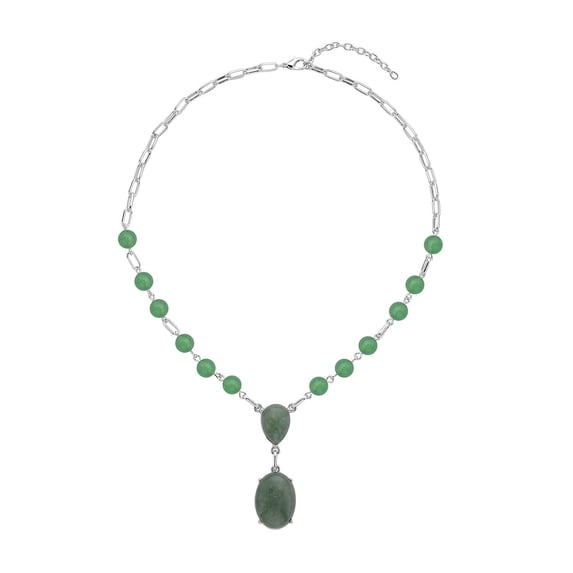 Green Aventurine Mix Silvertone Necklace for Women Jewelry for Women Size 18-20" Ct 57.4 Birthday Christmas Gifts