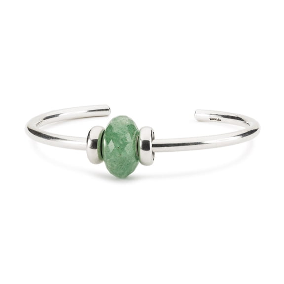 Trollbeads Green Aventurine Silver Bangle, Size M Gemstone Bracelet