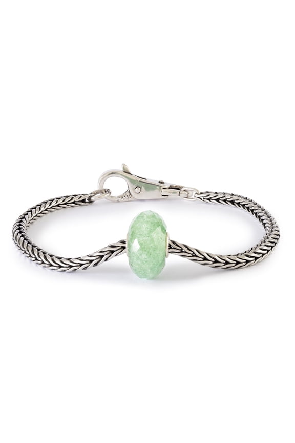 Green Aventurine European Bead Bracelet, Size 7.9"