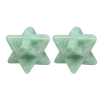 Uxcell Star Crystals Stone, 2 Pcs Natural Crystal Polished Love Gemstone Rose Quartz Pocket Bulk Set, Green Aventurine