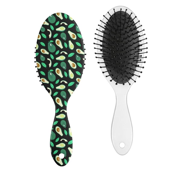 Green Avocado Hair Brush, Fresh Fruit Pattern Detangling Paddle Brush, Cute Kawaii Avocado Lover Design, Soft Bristle Brush