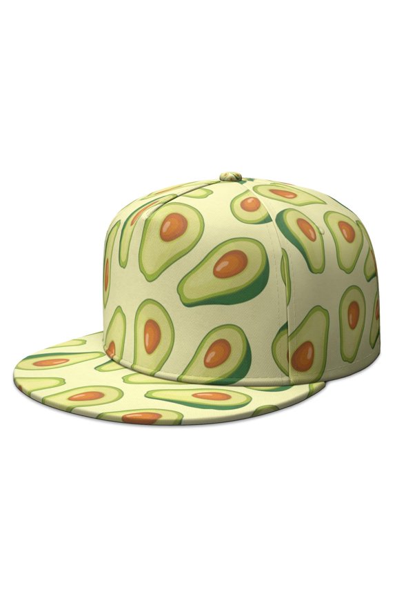 Green Avocado Hat - Kawaii Aesthetic Fruit Pattern Adjustable Baseball Cap, Artistic Illustration