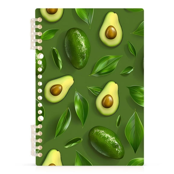 Green Avocado Leaves Spiral Journal Notebook College Ruled Notebook 8.3" x 5.7" A5 Lined Thick Paper Page